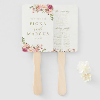 Éventail Programme vintage de mariage floral Ventilateur à