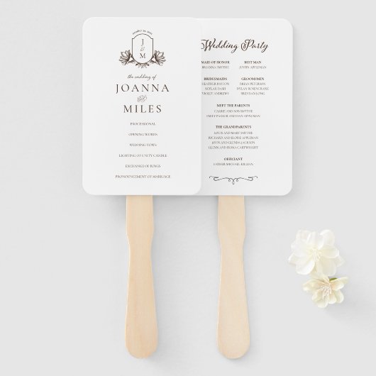 Éventail Programme vintage de monogramme botanique Ventilat (Devant et derrière)