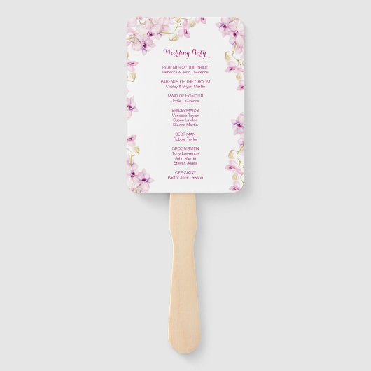 Éventail Programmes de cérémonie de Mariage de l'orchidée v (Dos)