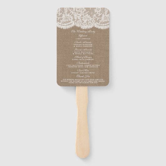 Éventail Programmes de collection de Mariages Burlap & Lace (Dos)