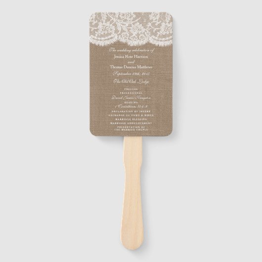 Éventail Programmes de collection de Mariages Burlap & Lace (Devant)