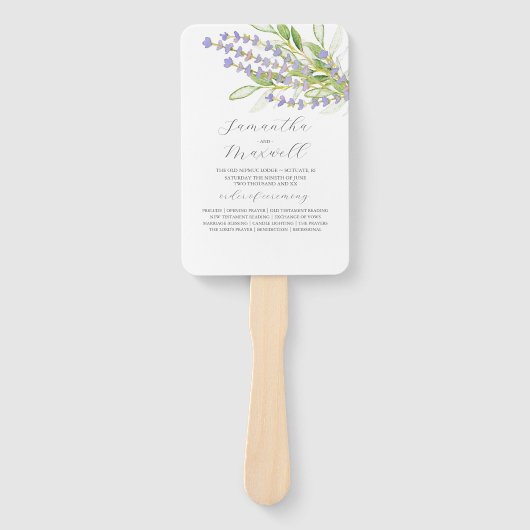Éventail Programmes de mariage aquarelle Lavender Florals (Devant)