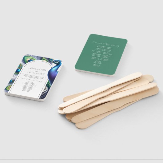Éventail Programmes de mariage aquarelle Peacock (Non-assemblé)