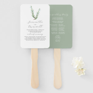 Éventail Programmes de mariage aquarelle Rosemary Greenery