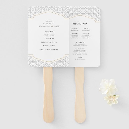 Éventail Programmes de mariage Art Déco Frame (Devant et derrière)