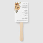 Éventail Programmes de mariage au tournesol rustique (Dos)