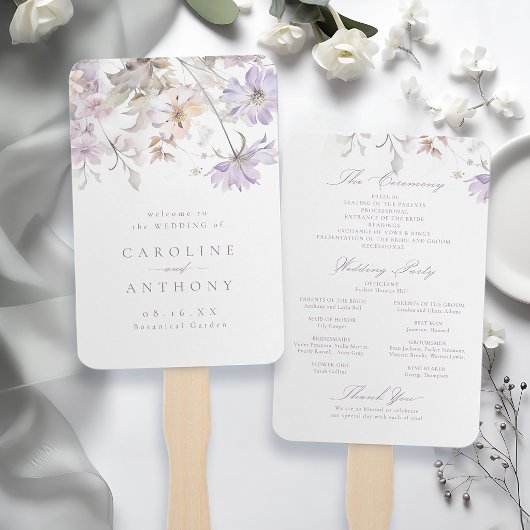 Éventail Programmes de mariage bohème floraux élégants viol