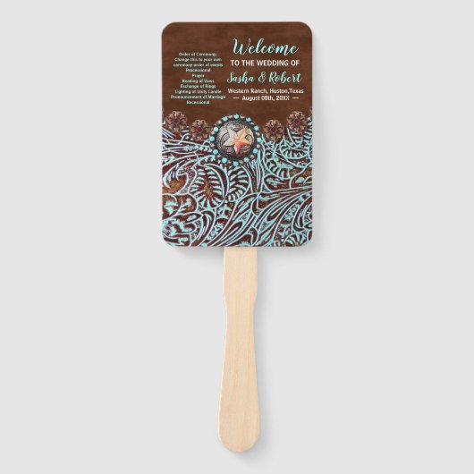 Éventail programmes de mariage campagnard de l'Ouest brun t (Devant)