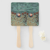 Éventail Programmes de mariage campagnard de l'Ouest en cui (Devant et derrière)