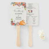 Éventail Programmes de mariage citrouilles à fleurs d'autom (Devant et derrière)