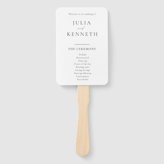 Éventail Programmes de mariage classique simple en noir et  (Devant)