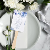Éventail Programmes de mariage floraux pailletés bleu pouss
