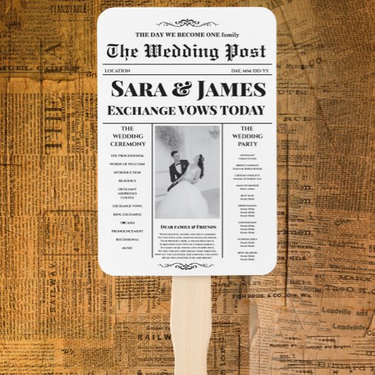 Éventail Programmes de mariage Journal avec Timeline, Maria