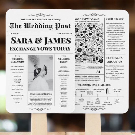 Éventail Programmes de mariage Journal avec Timeline, Maria