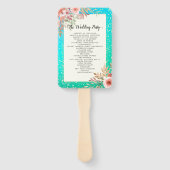 Éventail Programmes de mariage Moderne rose Floral Turquois (Dos)