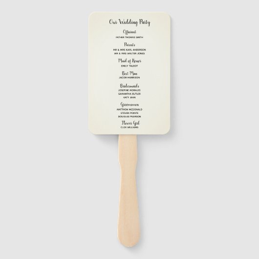 Éventail Programmes de mariage pour les brasseries séchées  (Dos)