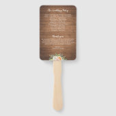 Éventail Programmes de mariage rustique en bois et fleurs (Dos)