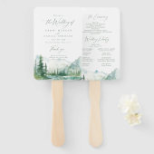 Éventail Programmes de mariage rustiques de la forêt de la  (Devant et derrière)