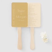 Éventail Programmes de mariage tonique champagne moderne (Devant et derrière)