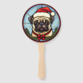 Éventail Pug Vitrail de Noël (Dos)