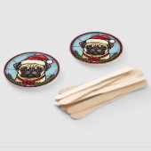 Éventail Pug Vitrail de Noël (Non-assemblé)
