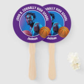 Éventail Purple Basketball Player Photo High School Spirit (Devant et derrière)