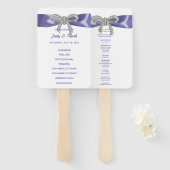 Éventail Purple Blue Diamond Bow Wedding Programme Fans (Devant et derrière)