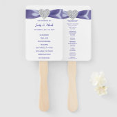 Éventail Purple Blue Diamond Coeur de mariage Fans (Devant et derrière)