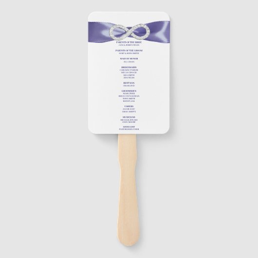Éventail Purple Blue Diamond Infinity Wedding Programme Fan (Dos)