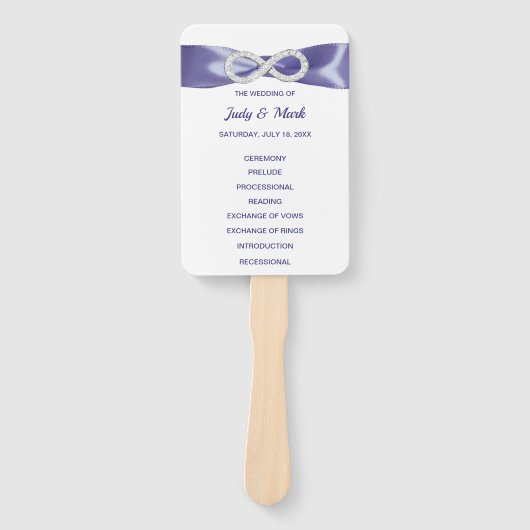 Éventail Purple Blue Diamond Infinity Wedding Programme Fan (Devant)