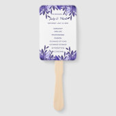 Éventail Purple Blue Floral Foliage Programme de mariage Ve (Devant)