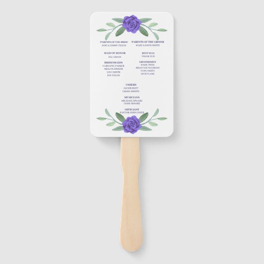 Éventail Purple Blue Floral Green Programme de feuillage (Dos)