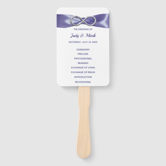 Éventail Purple Blue Silver Infinity Wedding Programme Fans (Devant)