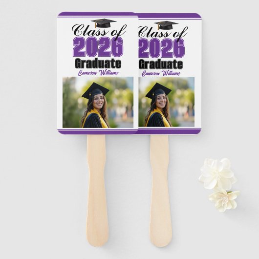 Éventail Purple Class of 2026 Photo Custom Graduation Photo (Devant et derrière)