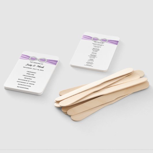 Éventail Purple Diamond Infinity Wedding Programme Fans (Non-assemblé)