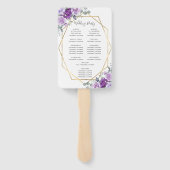 Éventail Purple Floral Gold Frame Wedding Programme (Dos)