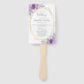 Éventail Purple Floral Gold Frame Wedding Programme (Devant)