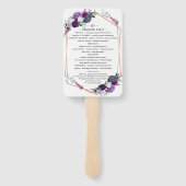 Éventail Purple Floral Moderne Programme de mariage botaniq (Dos)