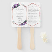 Éventail Purple Floral Rose Gold Bloom Wedding Programme (Devant et derrière)