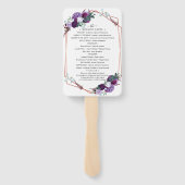 Éventail Purple Floral Rose Gold Programme de mariage géomé (Dos)