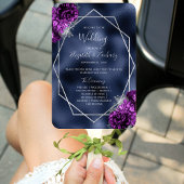 Éventail Purple Floral Silver Geo Marine Foil Wedding Progr