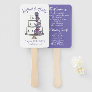 Éventail Purple Frosting Roses Floral Cake Wedding Programm