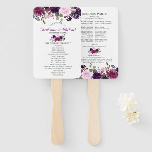 Éventail Purple Lavender Floral Boho programme de mariage
