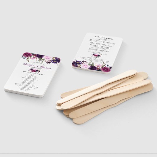 Éventail Purple Lavender Floral Boho programme de mariage (Non-assemblé)