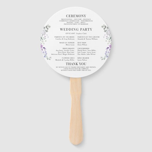 Éventail Purple Lilac Floral Wreath Wedding Programme (Dos)