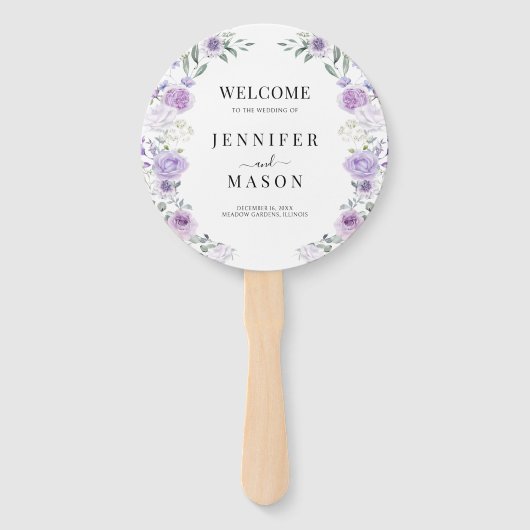 Éventail Purple Lilac Floral Wreath Wedding Programme (Devant)
