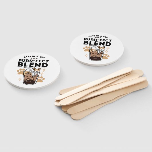 Éventail Purr-fect Blend : Cat and Coffee Art for Pet Lover (Non-assemblé)