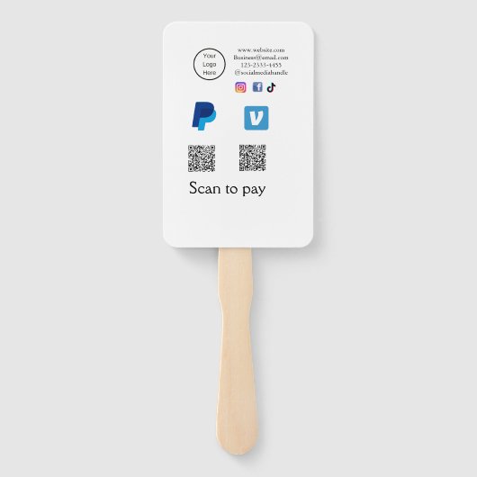 Éventail Q R code PayPal venmo scanner payer ajouter médias (Dos)