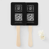 Éventail QR code noir | Conception de logo d'entreprise pro (Devant et derrière)