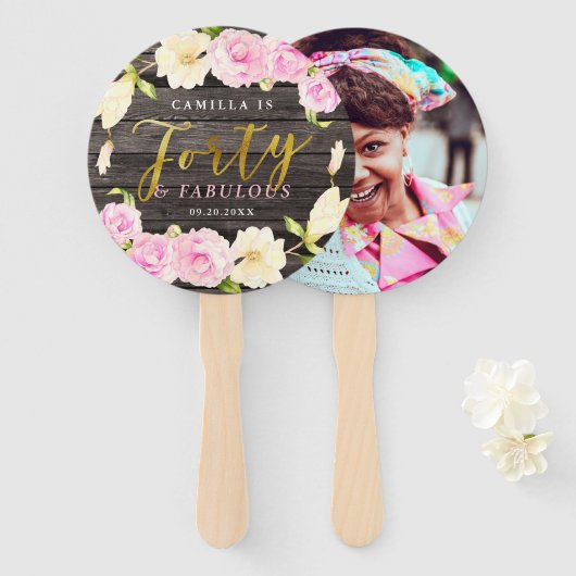 Éventail Quarante et fabuleux 40e anniversaire Photo person (Devant et derrière)